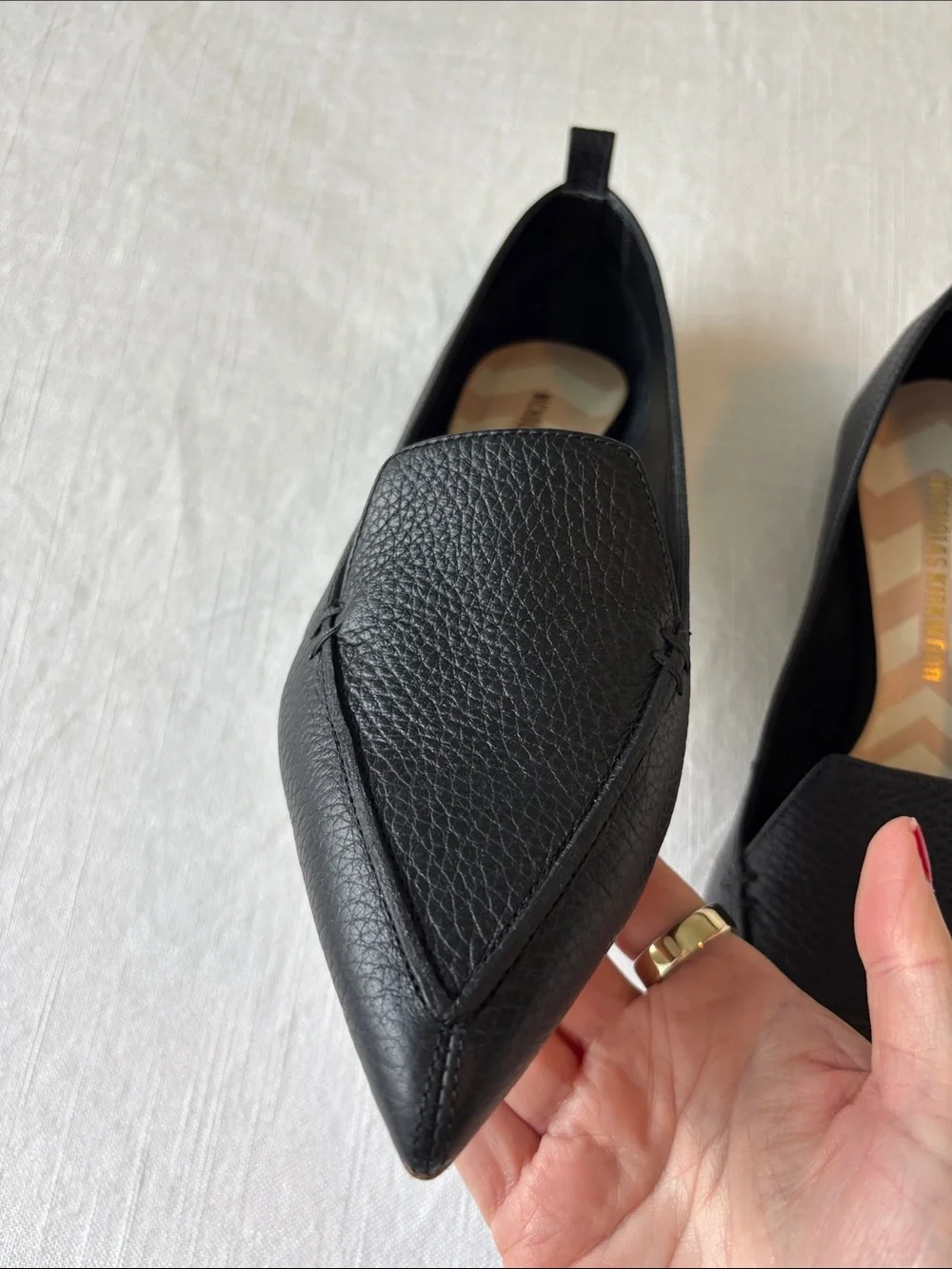Nicholas Kirkwood Black Pointed Toe Leather Beya Flats